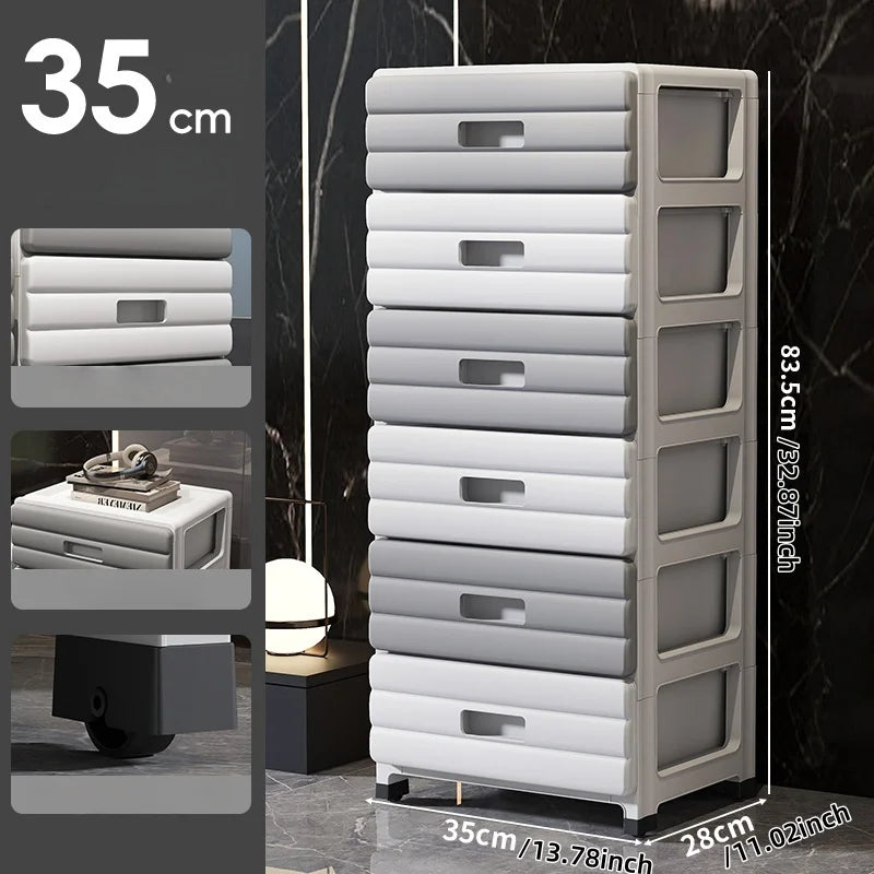 13.78 Inch Wide Drawer Storage Cabinet,3-6 Tier Rolling Mobile Organizer with Wheels,Gray/Brown Options for Living Room/Bedroom Oasis Select 6 Layers-Gray