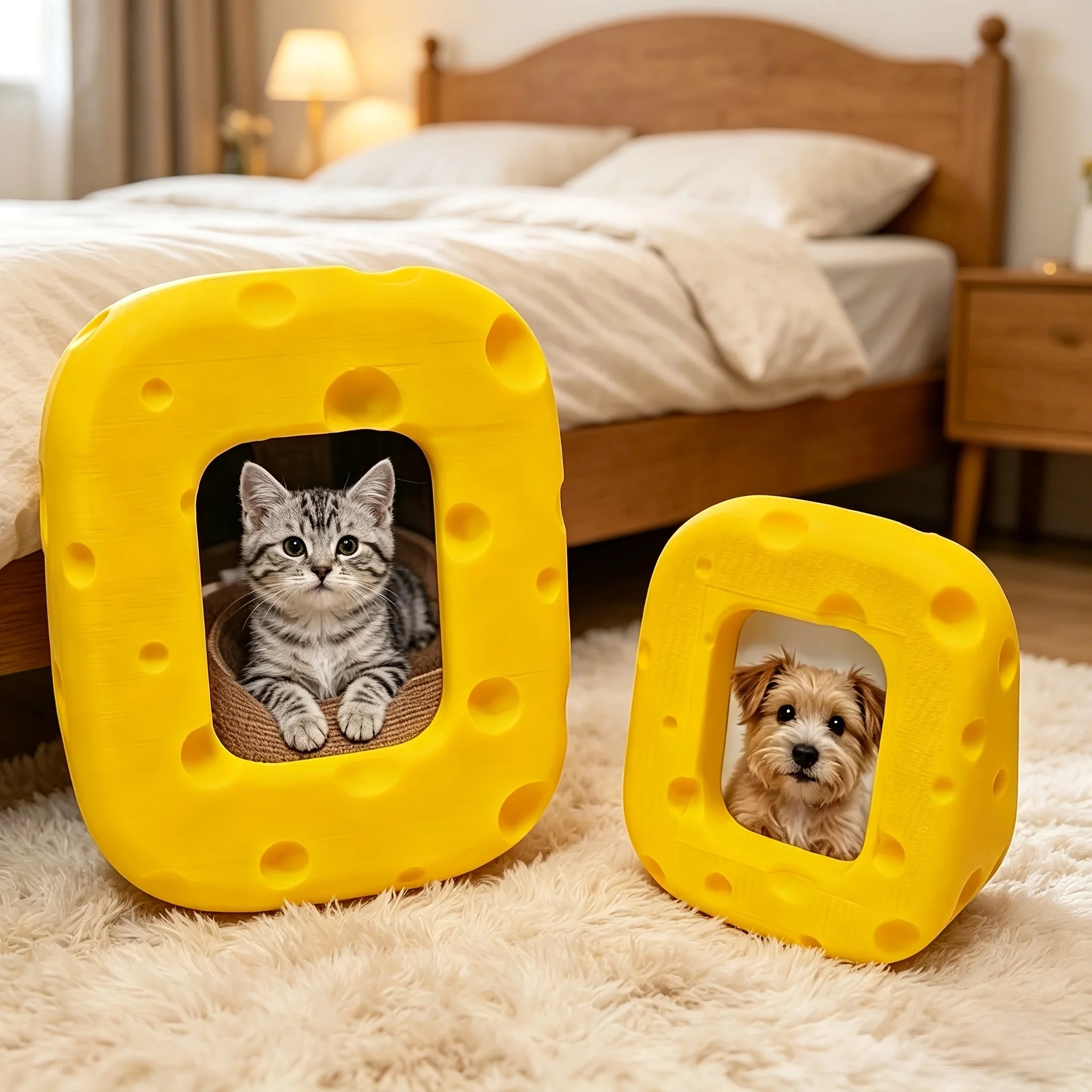 Cute Swiss Cheese Photo Frame Pet Picture Holder Decor Ornaments for Home Desktop Shelves Fun Home Decor for Cat Dog Owners Gift Oasis Select