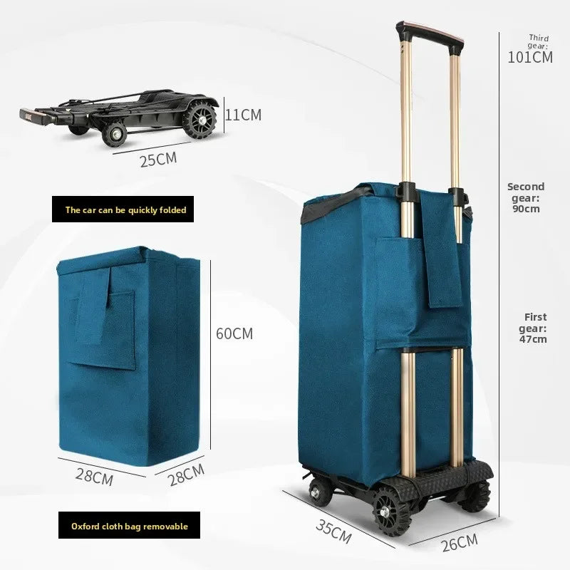 Multi-functional Portable shopping cart folding trolley household trolley luggage cart trolley Oasis Select blue