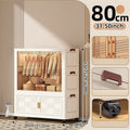 COIZYZZL 31.5 Inch Foldable Storage Wardrobe, 2-6 Tier Multi-Combos with Rolling Wheels, Large Capacity for Living Room/Bedroom Oasis Select Tawny 1Large 1Small