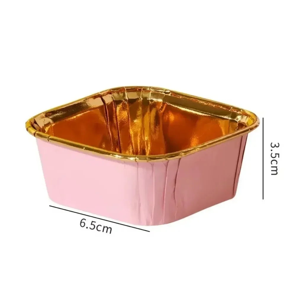 50 Pieces Square Baking Cups with Lids Oil Proof Paper Cake Molds for Cupcakes Chiffon Cakes and Party Dessert Making Oasis Select
