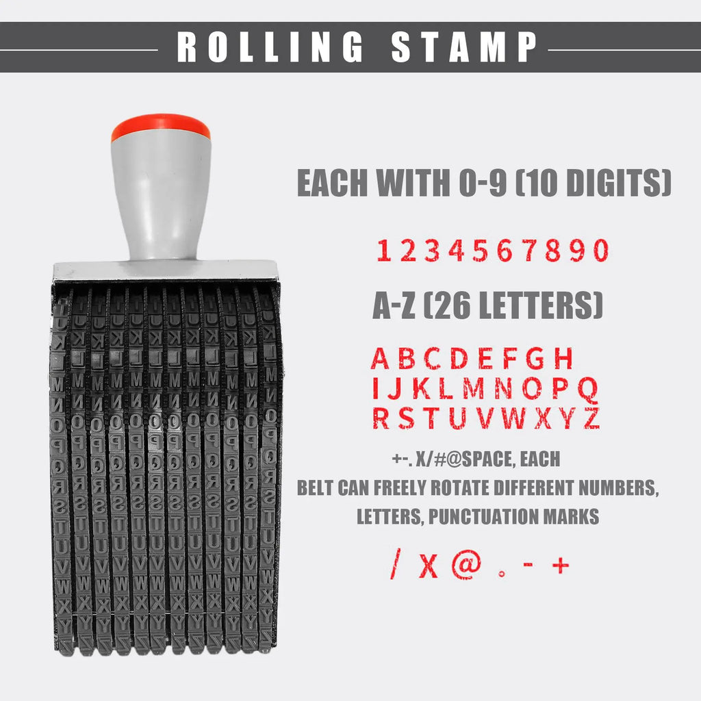 LIKE WISH Multipurpose 12 Digit Alphabet Rolling Rubber Stamp English Letter Number Emboss Diy Scrapbooking Roller Stationery Oasis Select