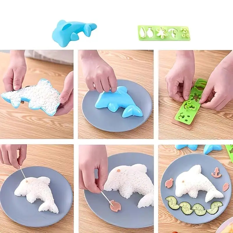 4Pcs Animal Sushi Maker Molds Rabbit Dolphin Shape, DIY Veggie Roll Forming Tool for Home Kitchen Bento Oasis Select