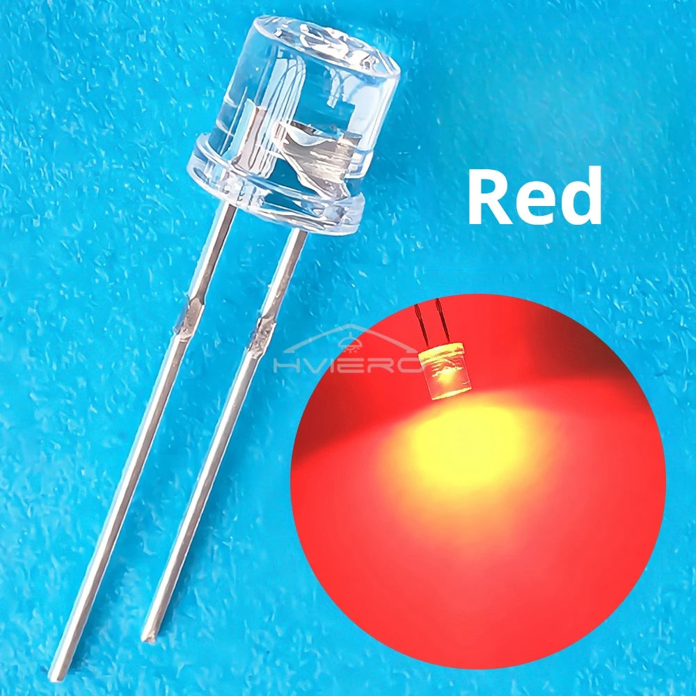100pcs F5 5mm Flat Top Wide Angle LED Bulbs – Multi-Color DIY