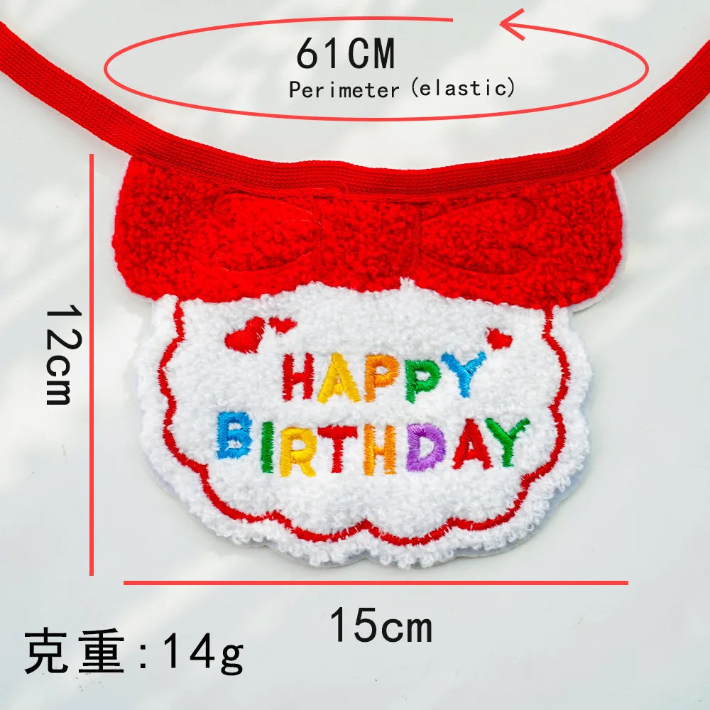 Pet Dog Cat Birthday Dress Bib Party Supplies Saliva Towel Felt Hat Oasis Select towel red