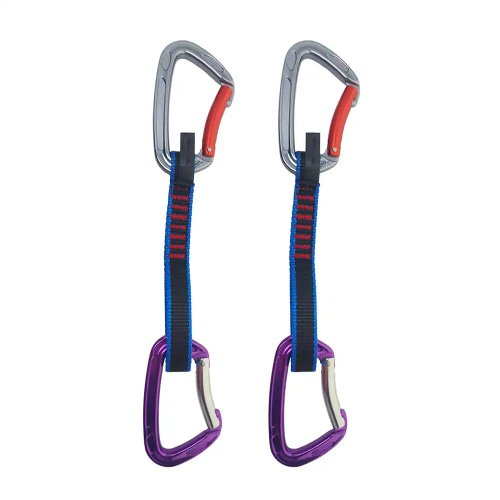 1/2pcs 22KN Professional Climbing Quickdraw with 24KN Curved Gate Carabiners Mountaineering Adventure Rescue Training Equipment Oasis Select 2sets purple