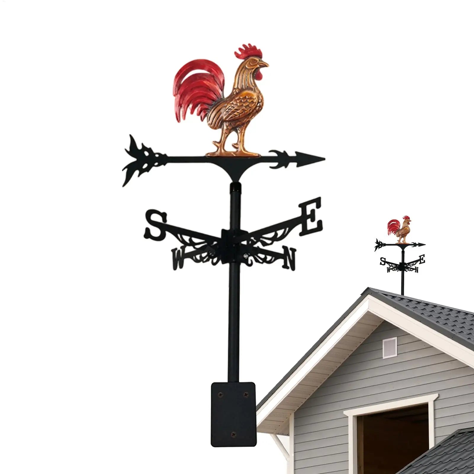 Weather Vanes Roof Mount Decorative Iron Rooster Yard Decoration Roof Mount Wind Vanes for Outdoor Backyard Patio Lawn Farm Oasis Select