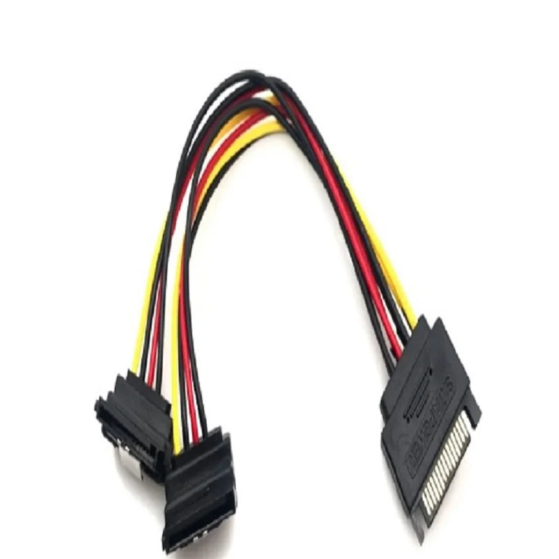 15 Pin SATA Power Y Splitter Cable 1 Male to 2 Female Dual SATA Power Cable with Lock Buckle Sata Power Supply Cord PC SSD Line Oasis Select