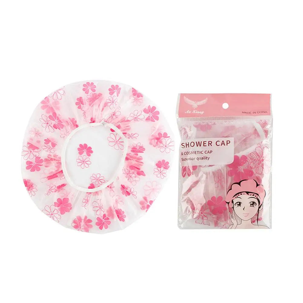 Shower Cap For Women, Elastic And Reusable Hair Bath Caps, Waterproof Bathing Hat Stocking Stuffers For Women Ladies Spa Salon Oasis Select pink flower