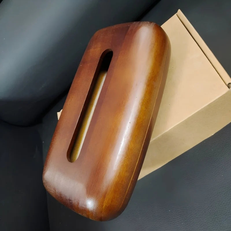 Walnut Wood Tissue Box Cover Holder, Modern Rectangular Design with Removable Lid, Minimalist Home Decor for Tabletop, Bathroom Oasis Select