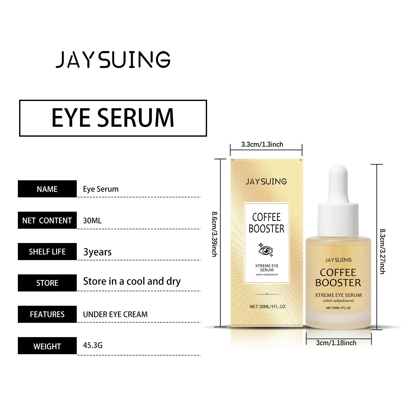 Coffee Eye Cream Roller, Eye Mask & Serum – Dark Circles Eye Care Set Oasis Select Eye Serum