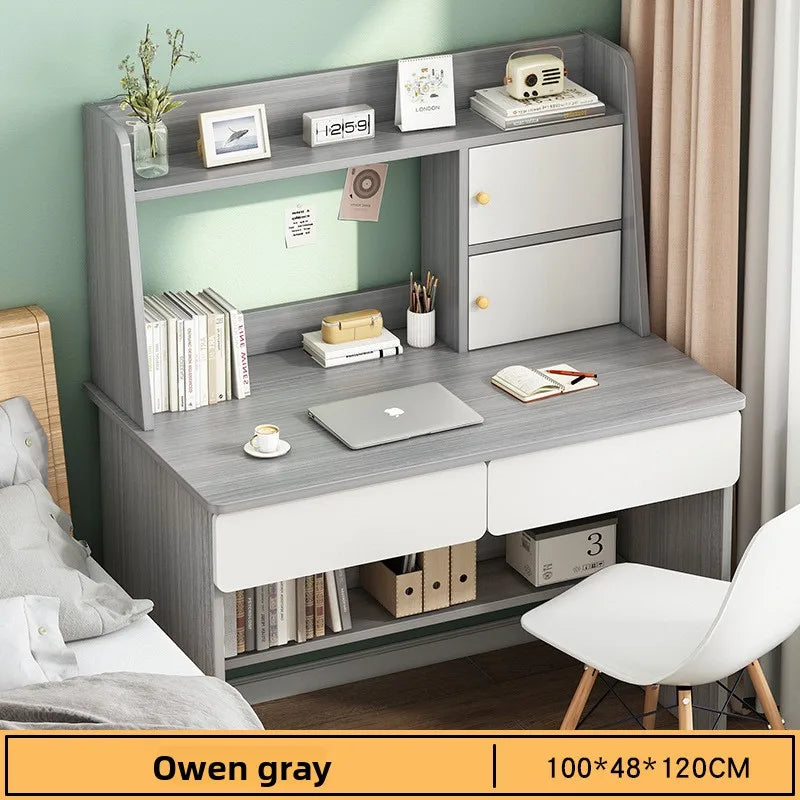 Computer desk desktop bookshelf integrated learning writing desk primary and secondary school students bedroom desk Oasis Select Ash-100CM-g
