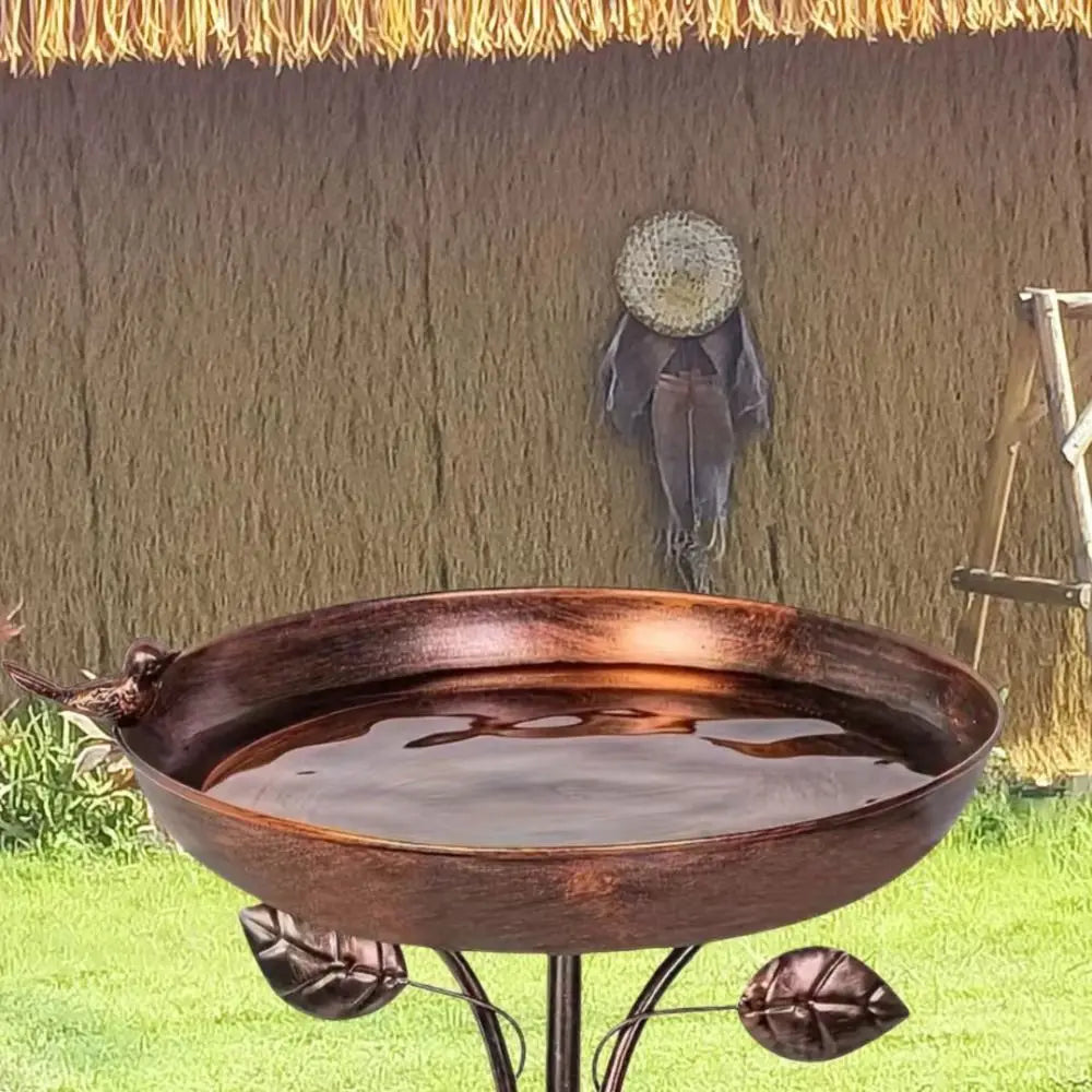 Retro Iron Bird Feeder & Bathtub – Large Capacity Metal Stand Bird Feeder Stand Oasis Select
