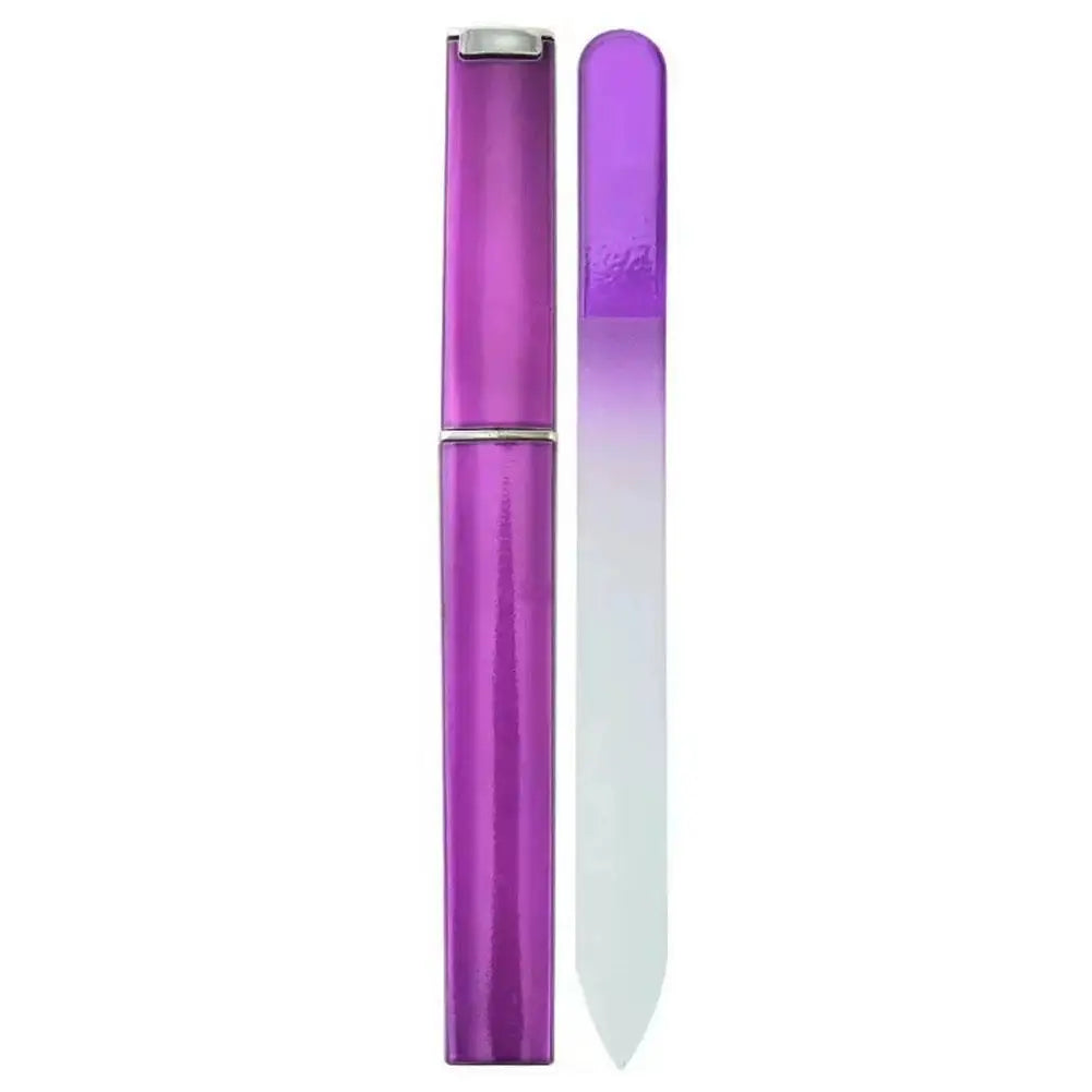 Crystal Glass Nail File – Double-Sided with Case for Women Glass Nail File Oasis Select purple