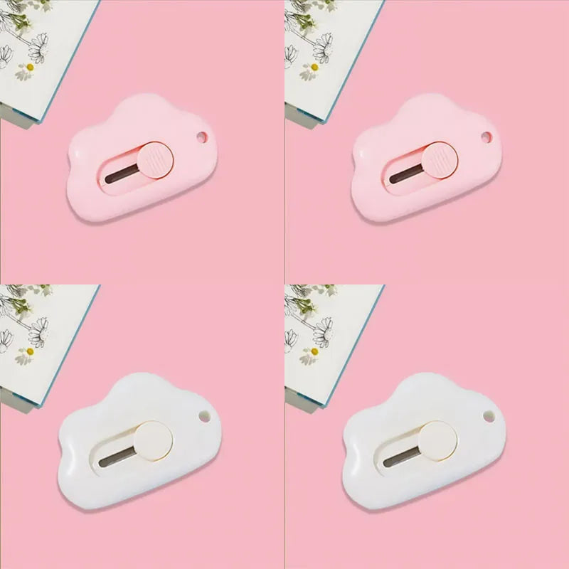 1/2/3/4pcs Kawaii Clouds Mini Portable Ulity Knife Box Cutter Opener Pocket Stretch Paper Cutters School Office Supplies Gift Oasis Select 4pcs mix 1