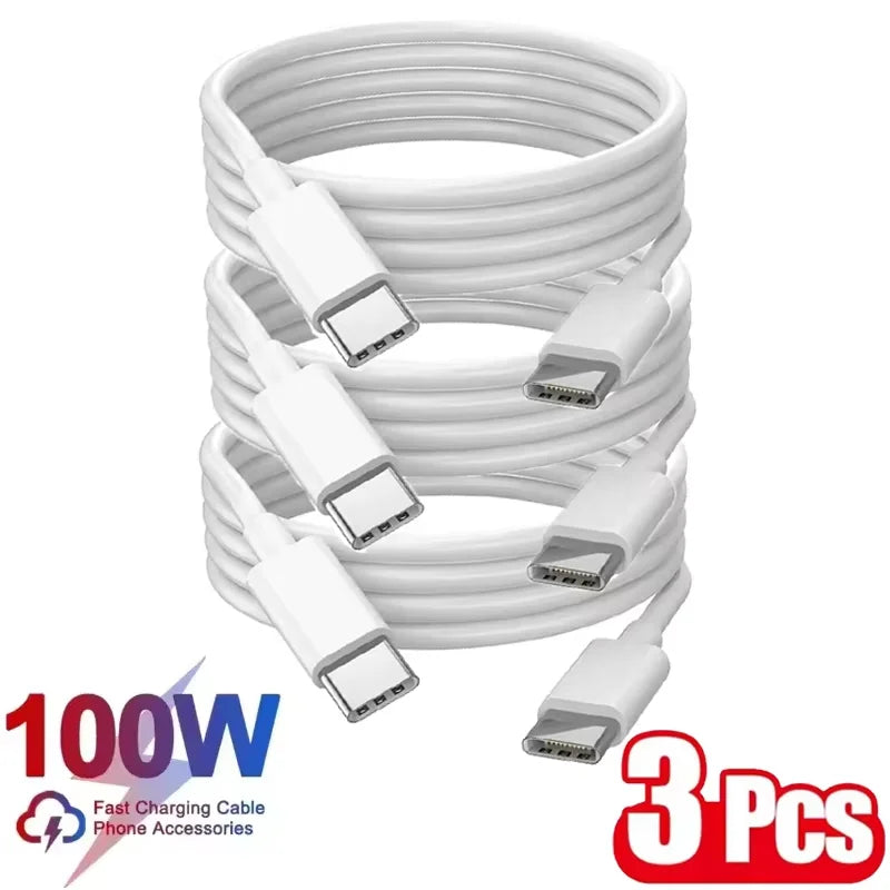 PD 120W USB C to USB Type C Cable Fast Charge Data Cable For Huawei Samsung Xiaomi Macbook iPad Data Line Type C To Type C Oasis Select 100W White 3pcs 1m cable