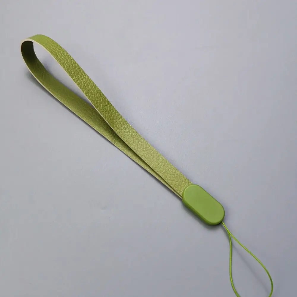 Mobile Phone Lanyard Short Wrist Strap Simple Leather Fashion Tag Chain Bag Accessories Pendant Phone Universal Anti Lose Strap Oasis Select green