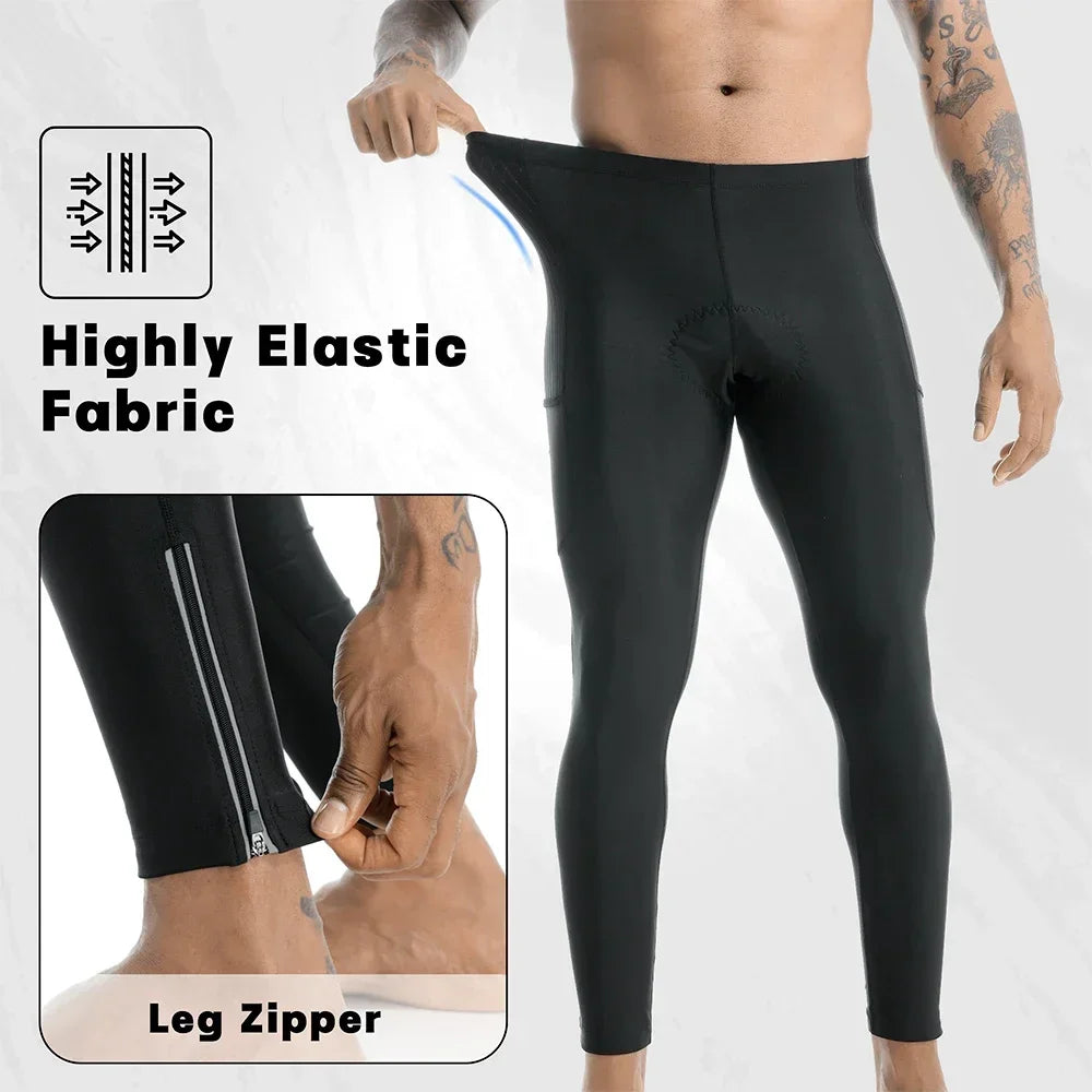 X-TIGER Men Bike Pants 5D Gel Padded Cycling Tights Leggings Outdoor Riding Mountain Road Bicycle Trouser Two Side Leg Zippers Oasis Select