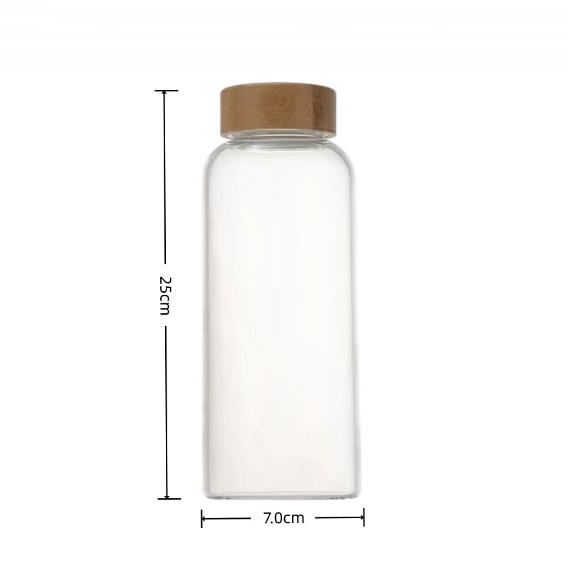 1pc Borosilicate Glass Bottle with Stainless Steel Lid & Bamboo Lid - Leak-Proof High-Temp Resistant Drink Container Glass Jar Oasis Select 750ml Bamboo Lid 500-1000ml