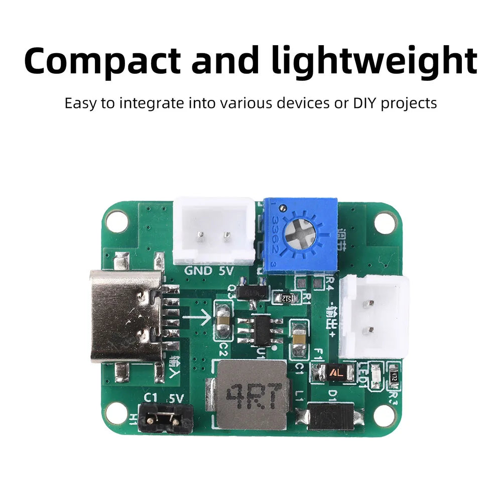 Mini Adjustable Boost Module DC-DC Converter 3-6V Input to 5V 9V 12V or 24V Output Short-Circuit Protection Switch-Controlled Oasis Select