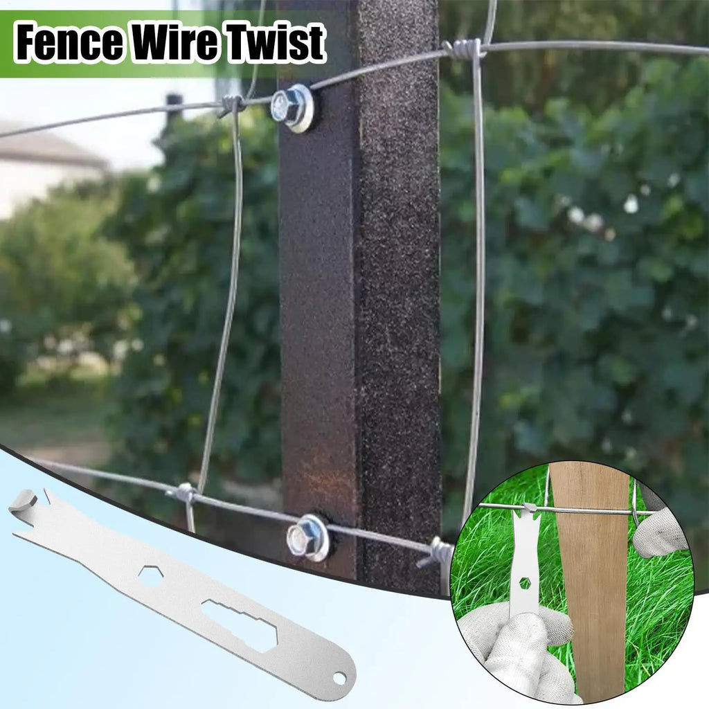 Stainless Steel Cable Fixing Tensioner Fence Wire Twister Multi-Functional Wire Twisting Fencing Tool with Hexagonal Holes Oasis Select