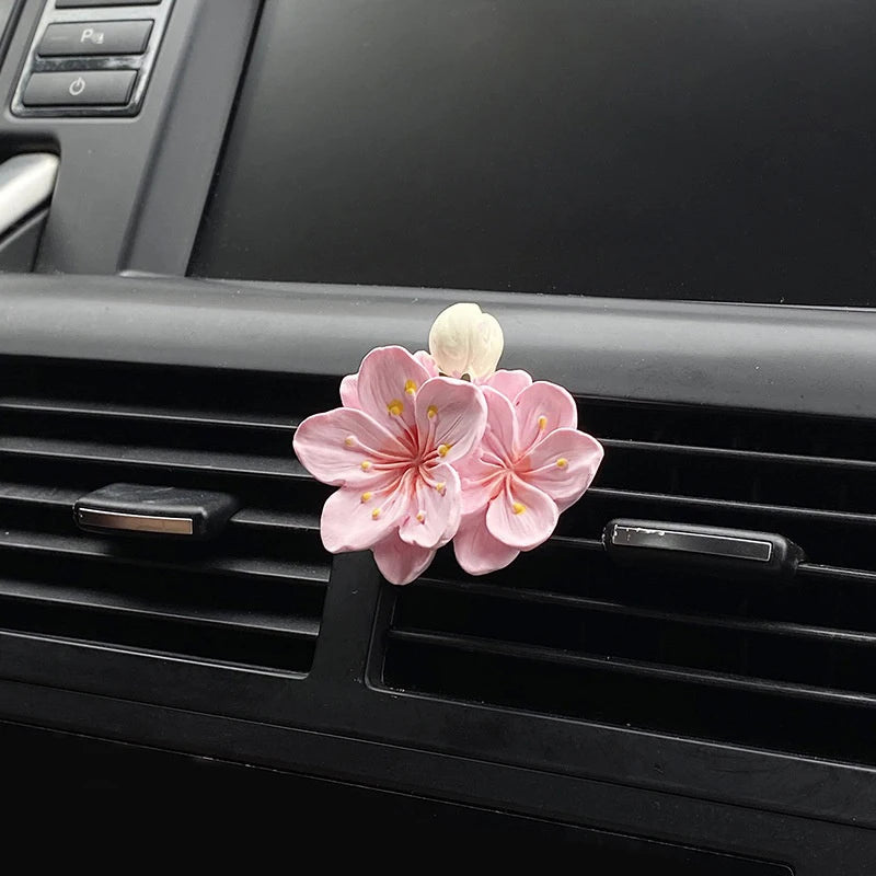 Car Perfume Clip Flower Air Outlet Car Air Freshener Peach Blossom Aroma Diffuser Car Decoration Accessories Fresh Air Oasis Select Pink