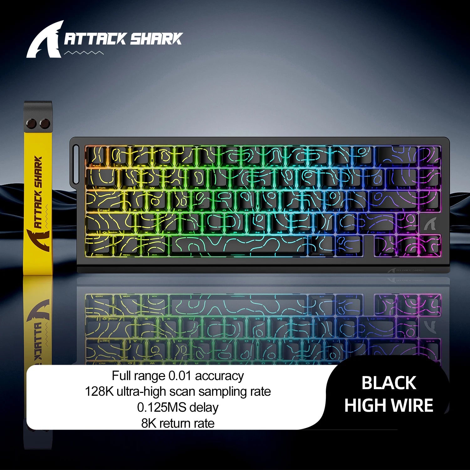 Attack Shark X68HE Magnetic Switch Keyboard | 0.01mm Precision, 0.125ms Low Latency, 8KHz Polling & RGB Customization for Esport Oasis Select X68he Black contour