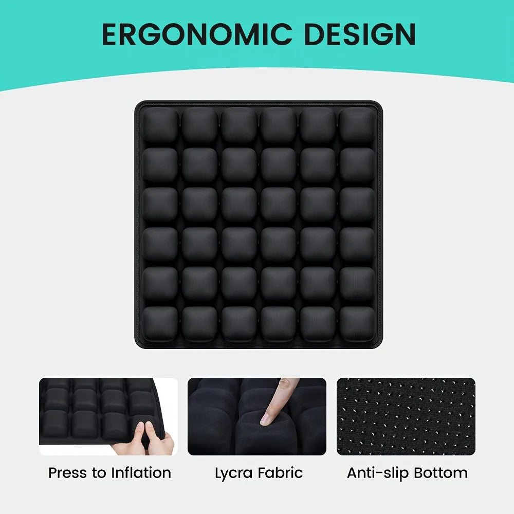 3D Air Cushion for Office Chair Car Seat Air Seat Cushion Back Cushion for Relieving Back Sciatica Tailbone Pain Seat Pad Oasis Select Black