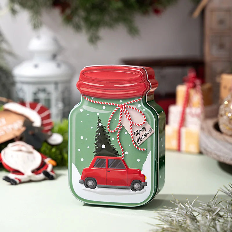 Christmas Tin Box Candy Cookie Box Biscuit Chocolates Gift Metal Tin Box with Lid Containers for Xmas Party Decor Supplies Oasis Select Style 2