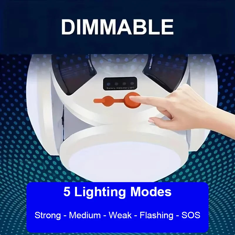 Portable Solar Camping Lantern USB Rechargeable Outdoor Tent Lamp Folding LED Football Bulbs With Hanging Hook Oasis Select