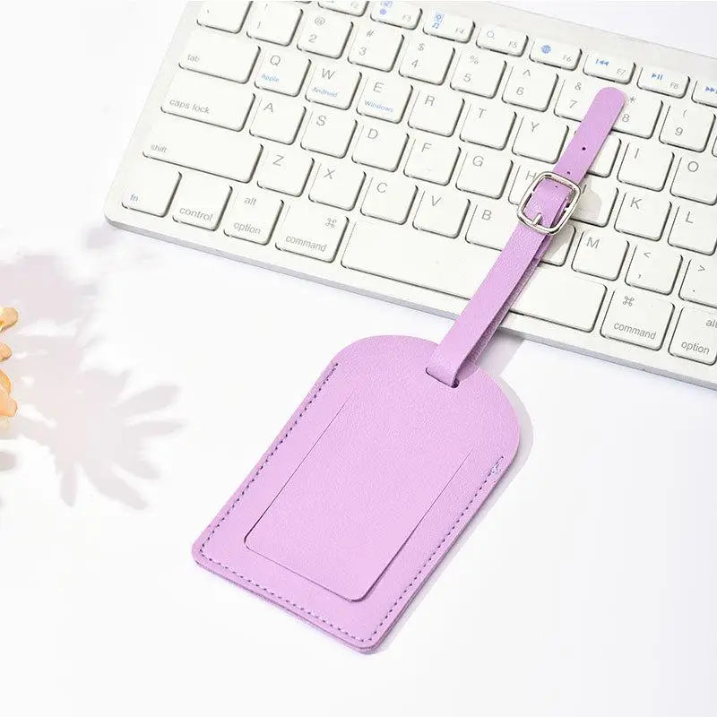 PU Leather Luggage Tag – Name ID Address Holder for Travel
