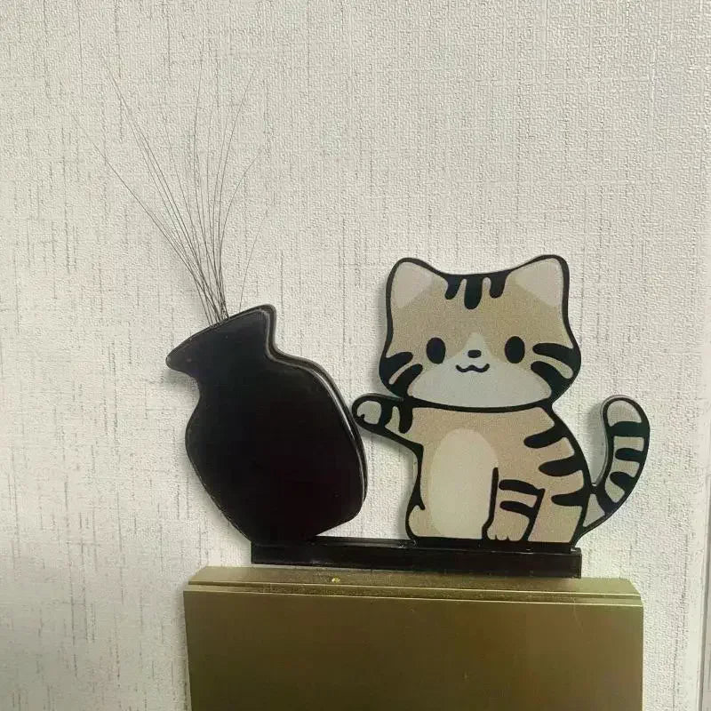 Cat Pushing Vase Refrigerator Magnets Home Decor Fridge Magnet Cat Whisker Collection Memorial Box Home Office Decor For Gift Oasis Select