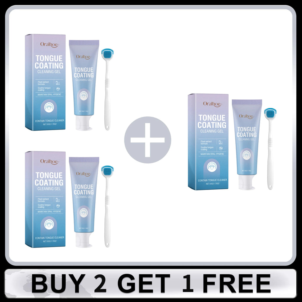 Tongue Cleaning Gel with Toothbrush for Remove Tongue Coating Eliminate Bad Breath Fresh Breath Inhibit Oral Bacteria Oral Care Oasis Select Buy 2 Get 1 Free