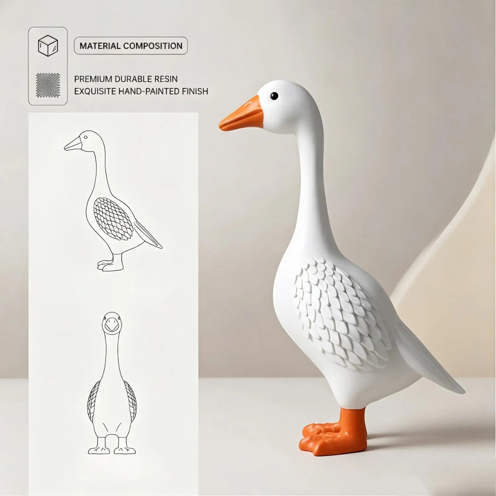 Porch Goose Statue 1PC Resin statue Goose Decor for Porch Outdoor Garden Yard Lawn Patio Entryway Farmhouse Home Decor Oasis Select