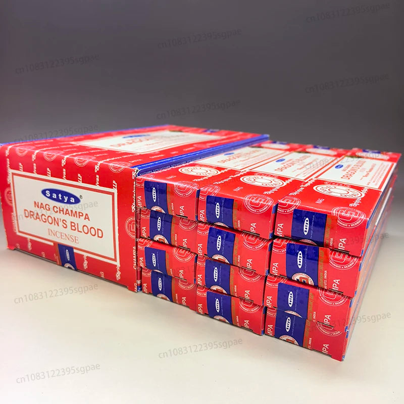 12Boxes Satya Origin100% 15g Hand-Rolled Incense Sticks, SANDAL WOOD，MONEY MATRIX，NAGCHAMPA Multiple Flavors for Yoga Meditation Oasis Select DRAGON S BLOOD 12 small boxex