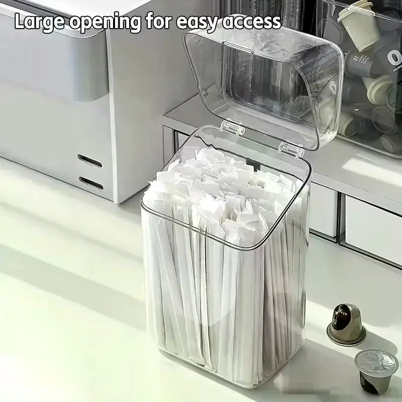 Large Transparent Pen Holder with Flip Cover | Desk Organizer