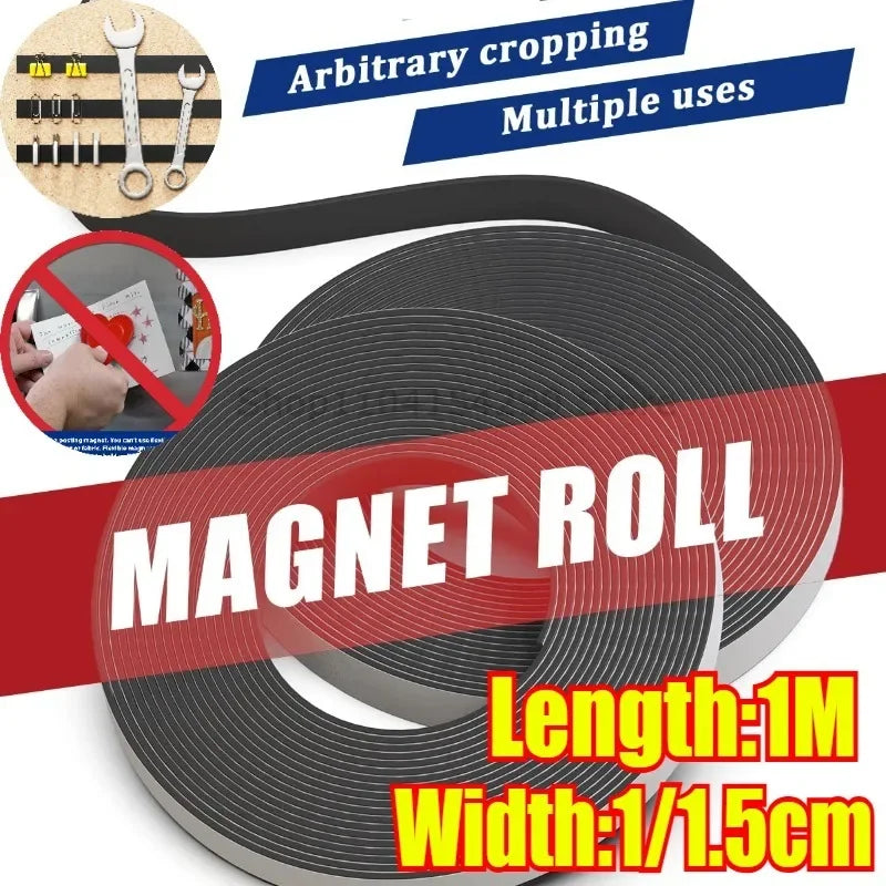 Self Adhesive Magnetic Strips Strong Magnetic Tape Flexible Magnet Strip for Fridge DIY Photo Poster Office Rubber Magnets Oasis Select
