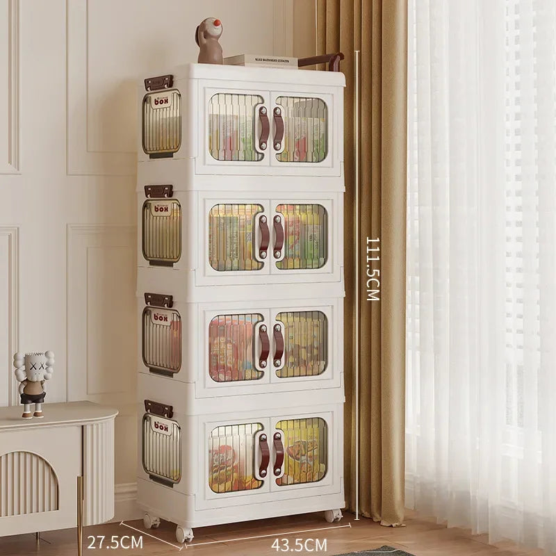 Light luxury cream wind cart storage cabinet, installation-free storage cabinet, double door multi-layer thickened storage box Oasis Select S 4th floor