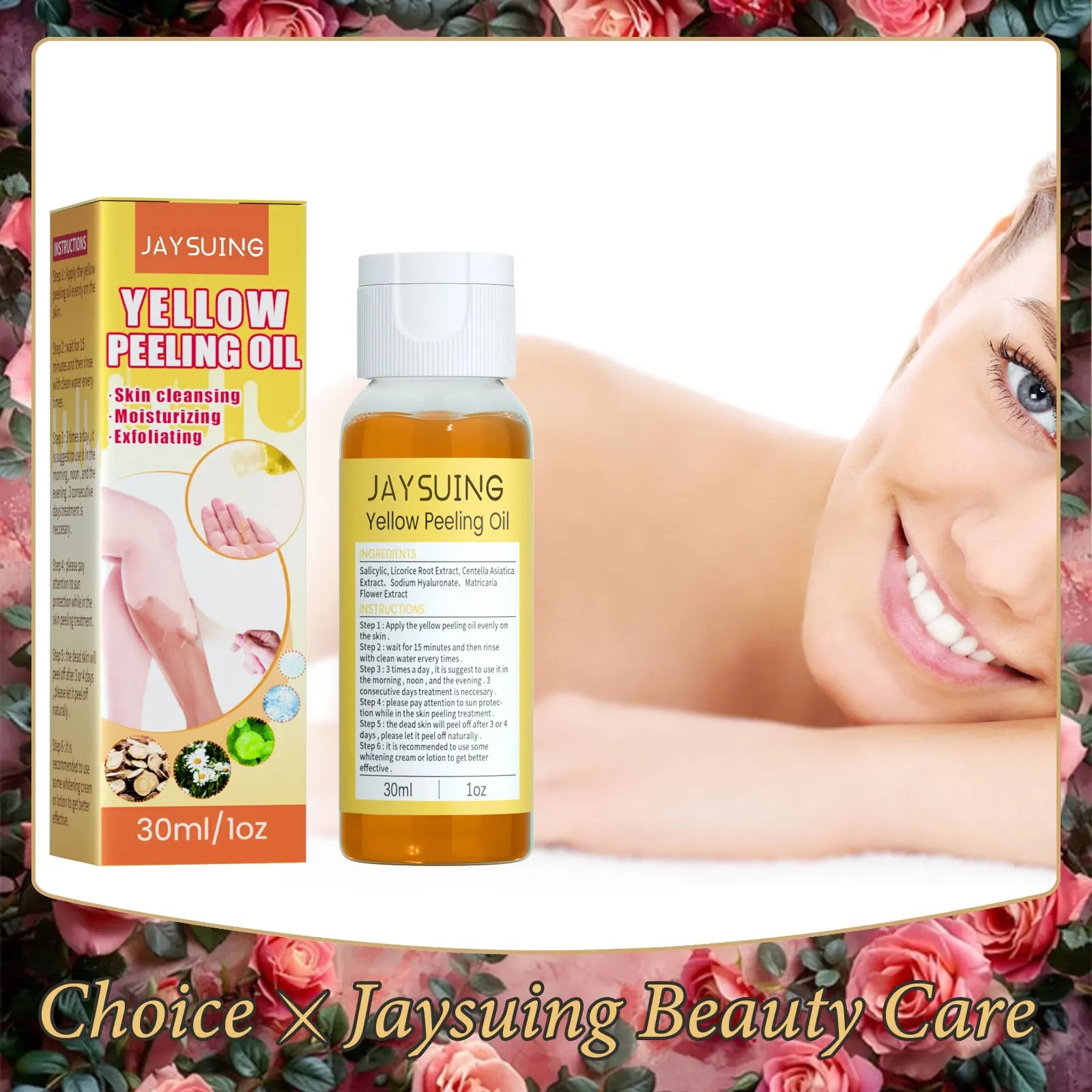 Jaysuing Yellow Peeling Oil – Brighten & Exfoliate Face & Body Exfoliating Peeling Oil Oasis Select