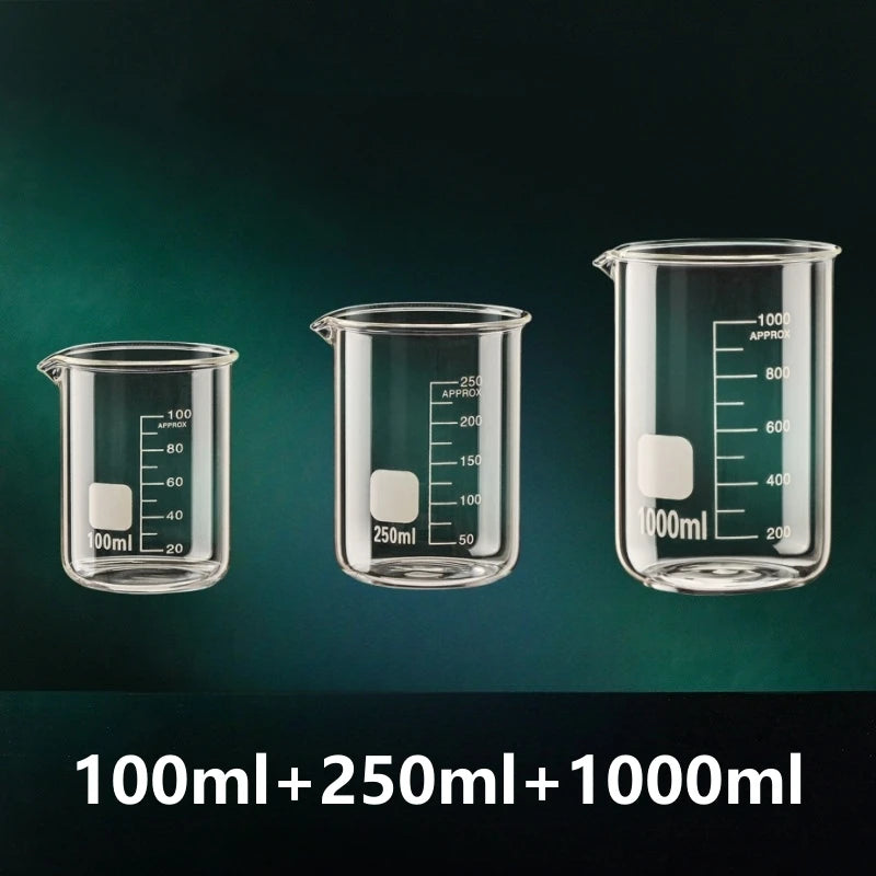 50-1000ml Combination Set High Borosilicate Glass Measuring Cup Clear Scale Cup Laboratory Beaker Kitchen Baking Measuring Mugs Oasis Select Set-3