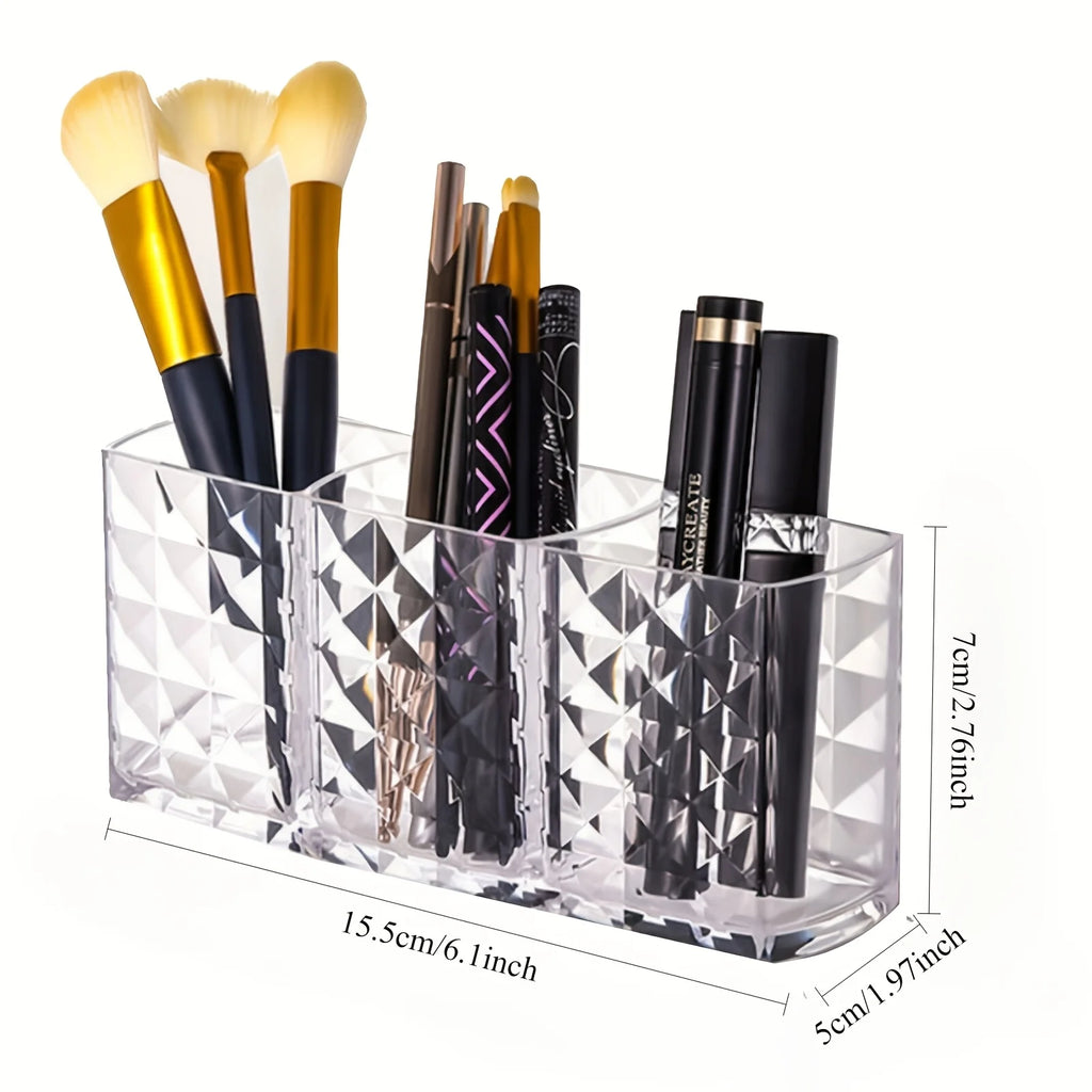 2pcs Acrylic Transparent Cosmetic Holder Makeup Brushes Tool Storage Box Case Make-up Brush Holder Table Organizer Makeup Tool Oasis Select