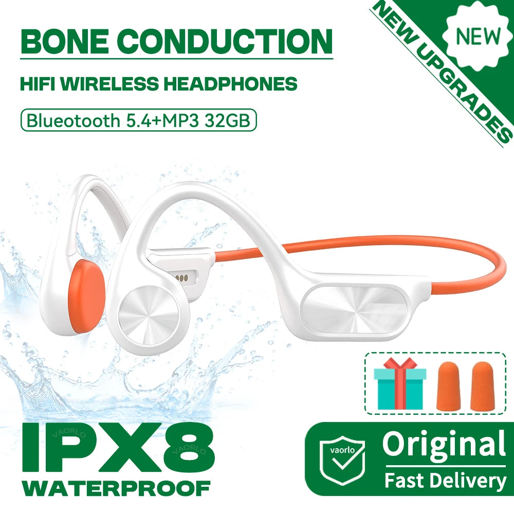 Original Bone Conduction Wireless Headphones Bluetooth 5.4 32GB MP3 Player IPX8 Waterproof Swimming Sports HIFI Music Headsets Oasis Select PearlWhite 32GB