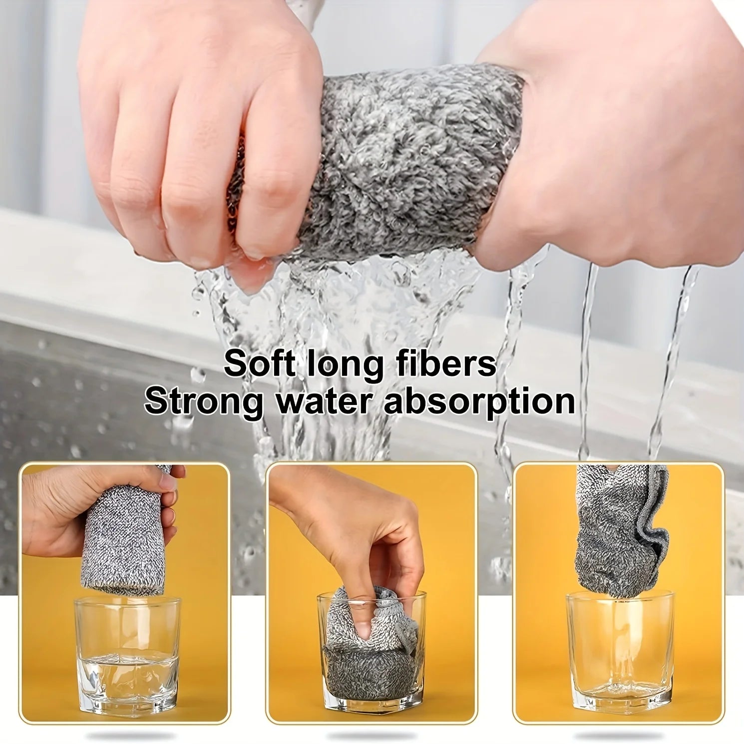10/20PCS Super Absorbent Dishwashing Towels, Cloths, Cleaning Cloths - Thick Quick Drying Bamboo Charcoal Fiber Car Wash Cloth Oasis Select