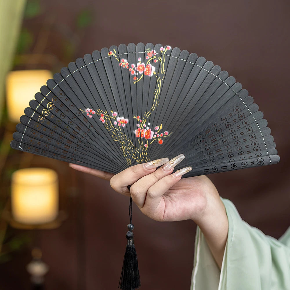 New All-bamboo Dance Fan Portable Summer Folding Fan Classical Film and Television Court Photo Fan Oasis Select 16