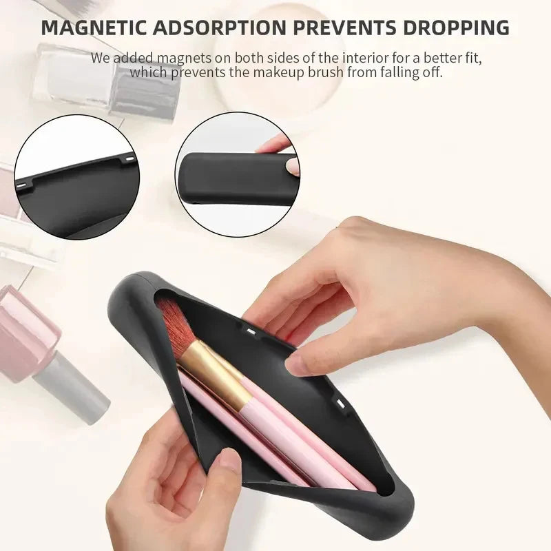5/3/1Pcs Silicone Makeup Brush Storage Bag Waterproof Makeup Brush Travel Holder Magnetic Portable Cosmetic Bag Multipurpose Oasis Select