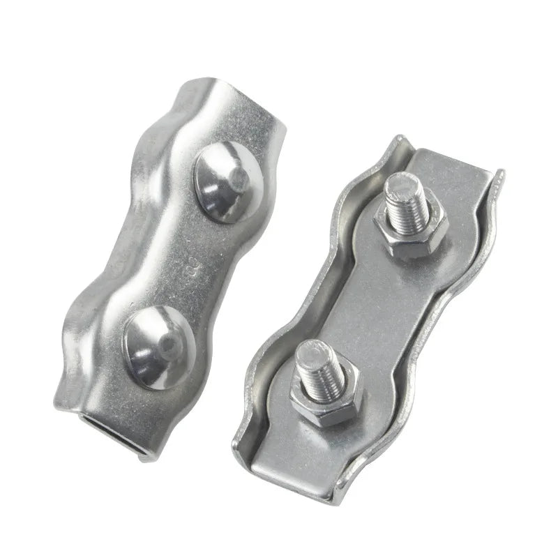 1Pcs M2-M6 Stainless Steel Double Post Bolt Clip Wire Rope Cable Clamp Caliper Rope Simple Grip DIY Cable Fastener Hardware Oasis Select