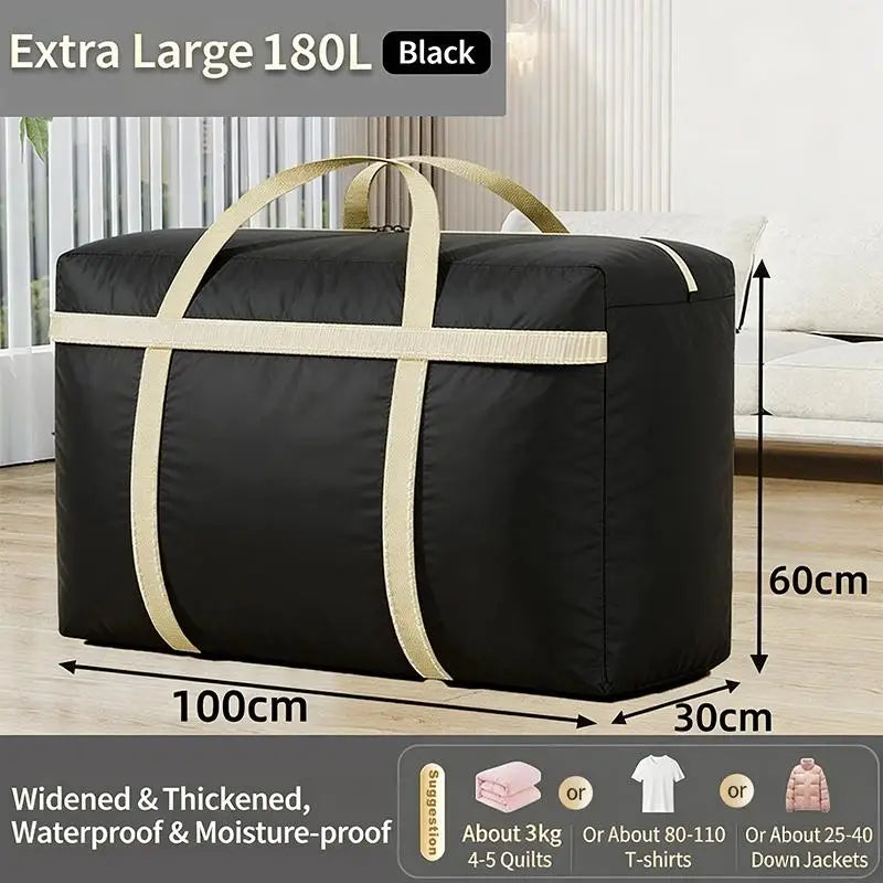 Extra Large Moving Packing Bags Household Quilt Storage Bags Clothes Organizer Luggage Bag Waterproof Moisture Proof Oasis Select XL Black