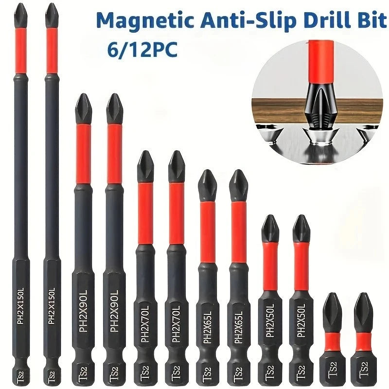 Crosshead And Impact Drill Bits High Hardness S2 Steel Magnetic Non-Slip Drill Bit Set 6/12 Pieces For Electric And Hand Drivers Oasis Select