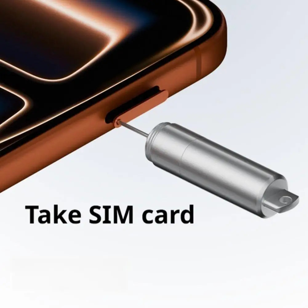 2-in-1 Aluminum Alloy SIM Card Eject Pin Keychain, Portable SIM Tray Removal Tool with Earbuds Cleaning Brush for All Smartphone Oasis Select