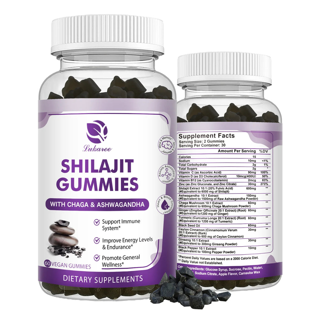 100% Himalaya Pure Shilajit Gummies 13 in 1 Original Mineral Health Supplement Non-GMO Brain Memory Cognitive Energy Health Oasis Select